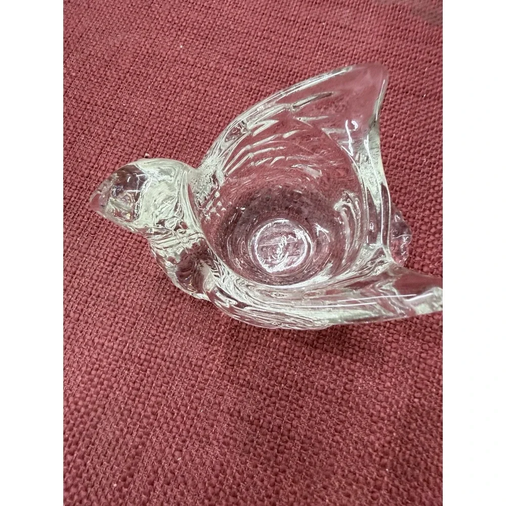 Vintage‎ Avon Clear Glass Dove Dish Tea Light Trinket Holder 1970s Bird Decor